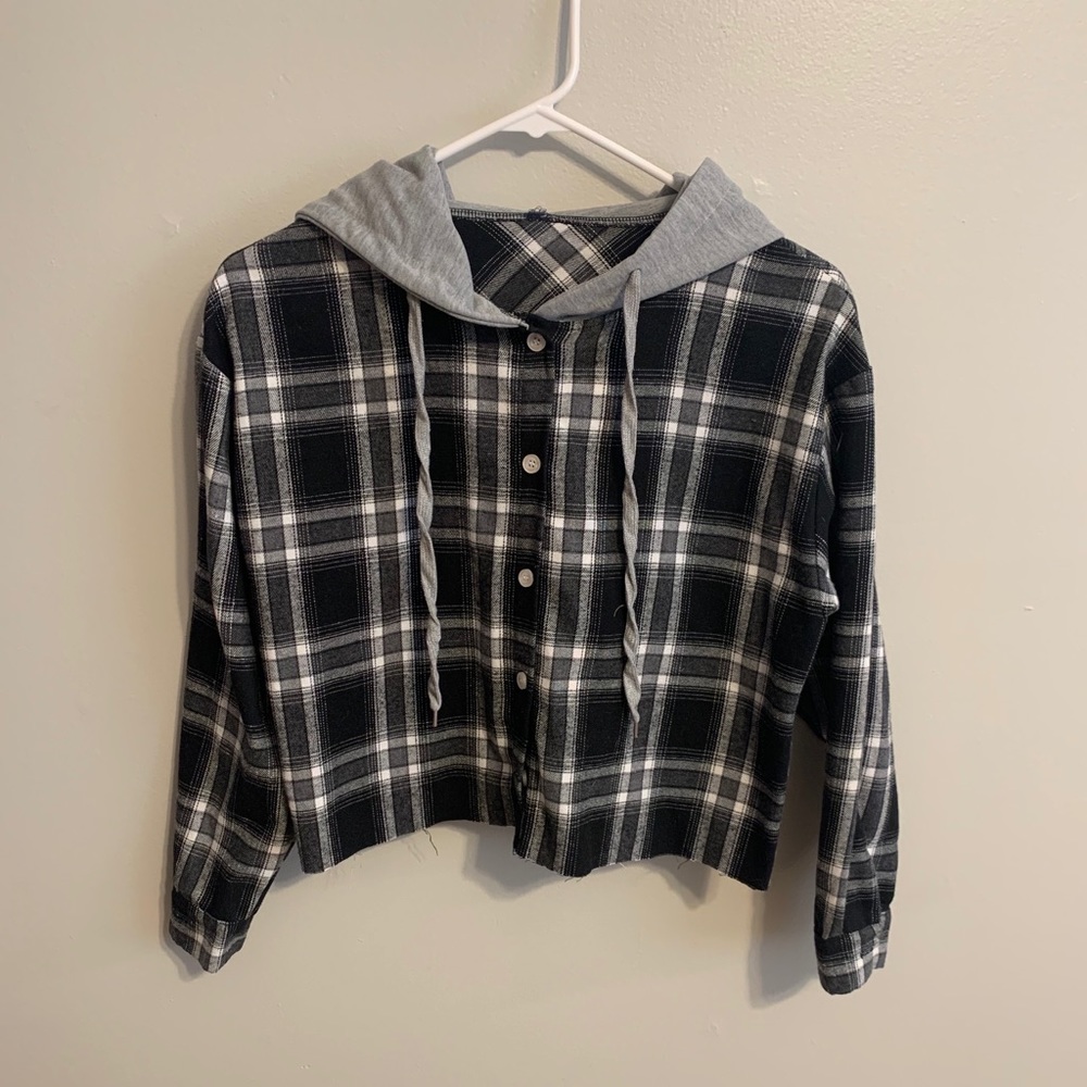 Cropped Flannel with Hood